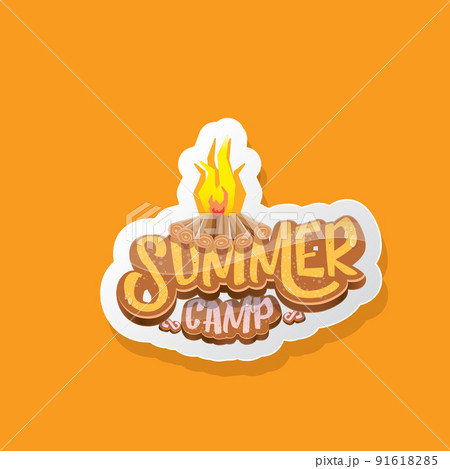 vector summer kids camp cartoon logo with... - Stock Illustration  [91618285] - PIXTA