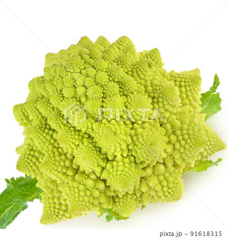 Broccoli Romanesco (cauliflower) isolated on white . Broccoli Romanesco (cauliflower) isolated on white . 91618315