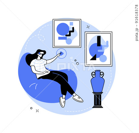 Museum virtual visit isolated cartoon vector illustrations. 91618378