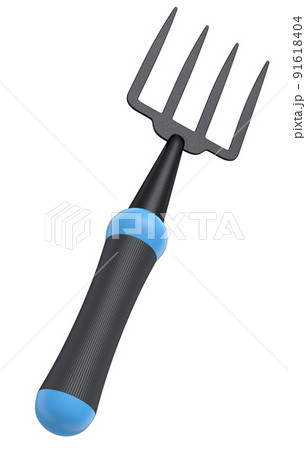 Garden pitchfork or fork with wooden handle for harvesting hay on white Garden pitchfork or fork with wooden handle for harvesting hay on white 91618404