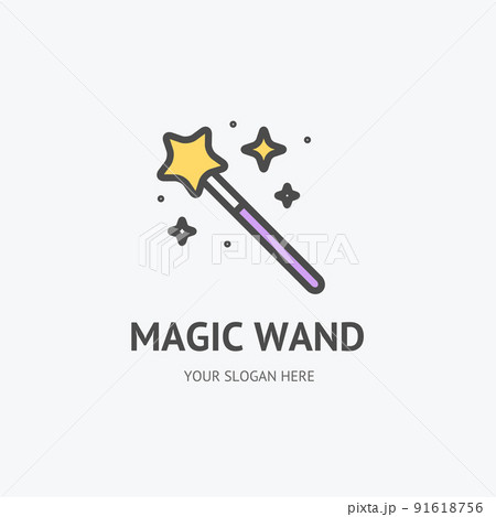 Magic Wand Sign Thin Line Icon Emblem Concept. Vector Magic Wand Sign Thin Line Icon Emblem Concept. Vector 91618756