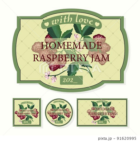 STICKERS ON JARS WITH HOMEMADE JAM. BERRY JAM. Raspberry. Labels for canning. Vintage kitchen sticker STICKERS ON JARS WITH HOMEMADE JAM. BERRY JAM. Raspberry. Labels for canning. Vintage kitchen sticker 91620995