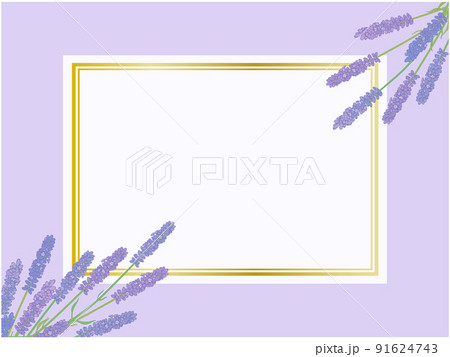 ラベンダーの背景 金枠カード風 紫背景 のイラスト素材
