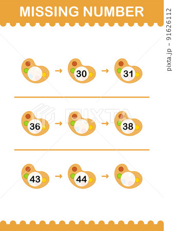 Missing number with Art Palette. Worksheet for kids 91626112