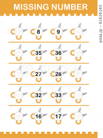 Missing number with Scissor. Worksheet for kids Missing number with Scissor. Worksheet for kids 91626165