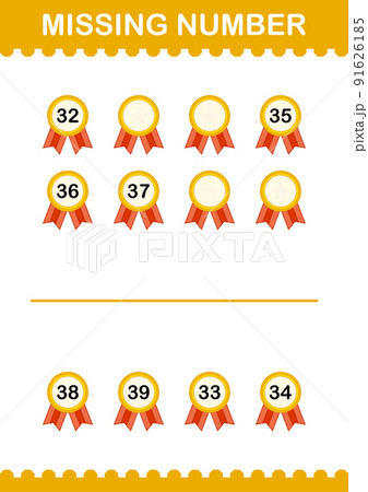 Missing number with Award Medal. Worksheet for kids Missing number with Award Medal. Worksheet for kids 91626185