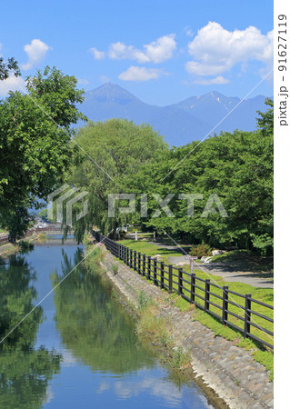 梅雨明けの安曇野 拾ヶ堰 梅雨明けの安曇野 拾ヶ堰 91627119