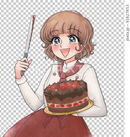 Showa 50's Shojo manga style, chocolate cake and candy store Showa 50's Shojo manga style, chocolate cake and candy store 91627653
