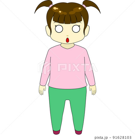 ちびキャラのイラスト（女性・正面） 91628103