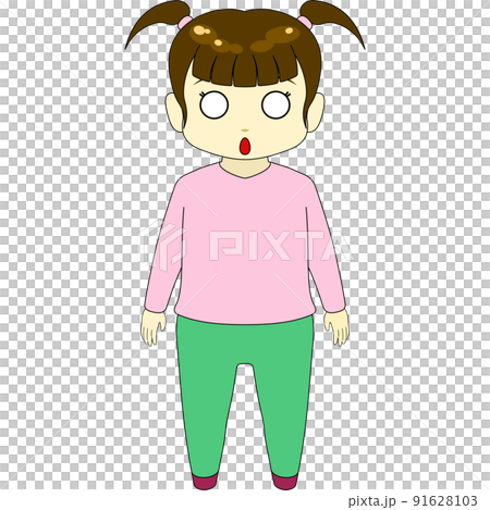 ちびキャラのイラスト（女性・正面） 91628103