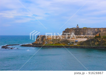 The wall of fort San Cristobal in San Juan, Puerto Rico 91628867