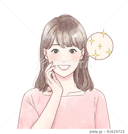 肌が綺麗な女性のイラストのイラスト素材