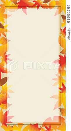 バナーデザイン　秋イメージ　落ち葉　300×600サイズ対応 91630299