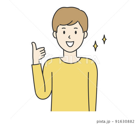 サムズアップをする若い男性のイラスト サムズアップをする若い男性のイラスト 91630882