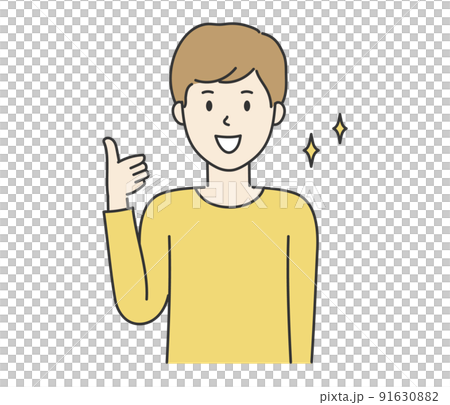 一個年輕人豎起大拇指的插圖 91630882
