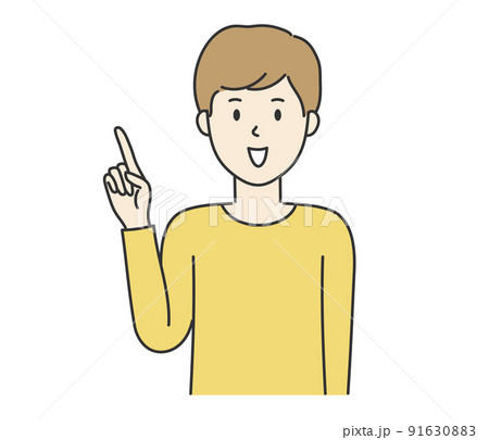 笑顔で指差しをする男性のイラスト 91630883