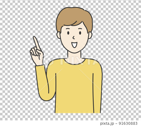 笑顔で指差しをする男性のイラスト 91630883