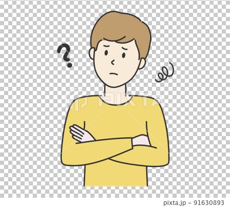 A man thinking with his arms crossed A man thinking with his arms crossed 91630893