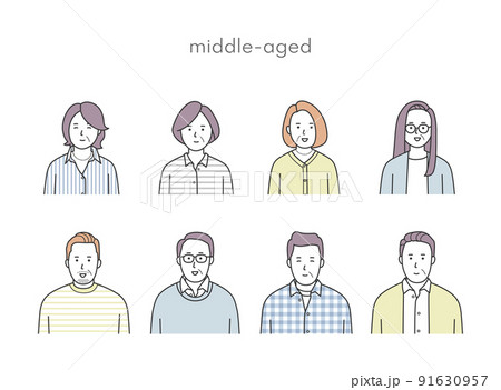 中年男女のアイコンセット1 91630957