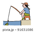 釣り堀で釣りをする子供のイメージイラスト 91631086