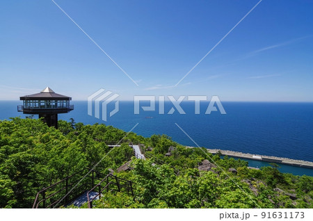 雄冬岬展望台から日本海の眺め ( 北海道 増毛町 ) 91631173