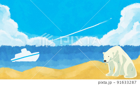 海とシロクマの爽やかなコピースペースのイラスト素材 海とシロクマの爽やかなコピースペースのイラスト素材 91633287