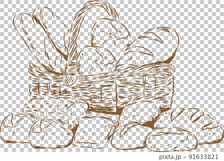 Bread set line drawing 91633821