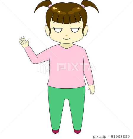 ちびキャラのイラスト（女性・正面） 91633839
