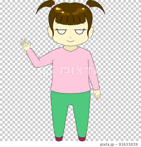 ちびキャラのイラスト（女性・正面） 91633839