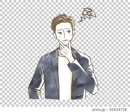 悩んでいる男性 91634756