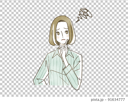 悩んでいる女性 悩んでいる女性 91634777