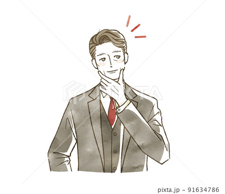 笑顔のスーツ姿の中年男性 笑顔のスーツ姿の中年男性 91634786