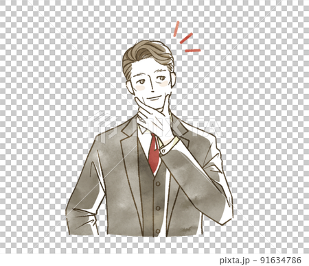 Middle-aged man in a smiling suit 91634786