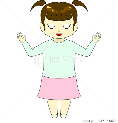 ちびキャラのイラスト(女性・正面) ちびキャラのイラスト(女性・正面) 91634867