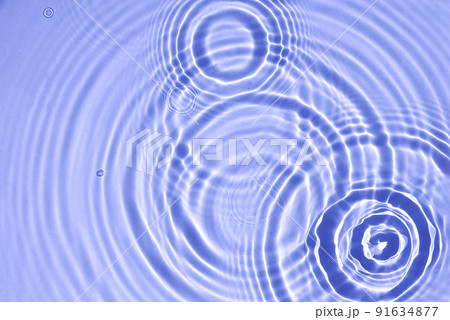 Blue water texture, blue mint water surface with rings and ripples. Spa concept background. Flat lay, copy space. 91634877