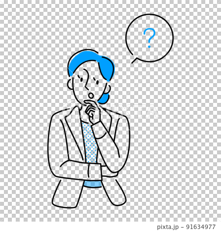 Illustration material: Image illustration material of a woman of a business person who has doubts 91634977