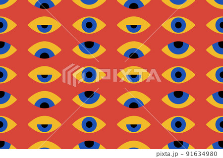 Bauhaus eye seamless pattern. Minimal geometric design of the 20s. Abstract vector template with elements of primitive forms. Modern hipster style. Bauhaus eye seamless pattern. Minimal geometric design of the 20s. Abstract vector template with elements of primitive forms. Modern hipster style. 91634980