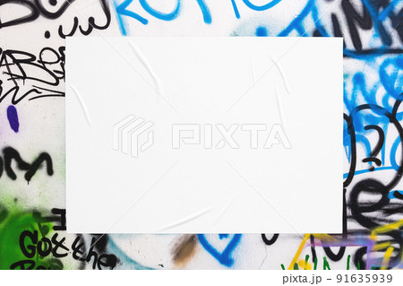 colorful urban wall texture with wrinkled glued poster template colorful urban wall texture with wrinkled glued poster template 91635939