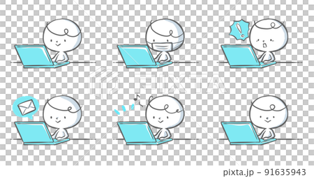 Blue laptop and white person set 1 Blue laptop and white person set 1 91635943