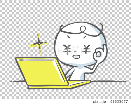 A yellow laptop and a white person trying to make money A yellow laptop and a white person trying to make money 91635977