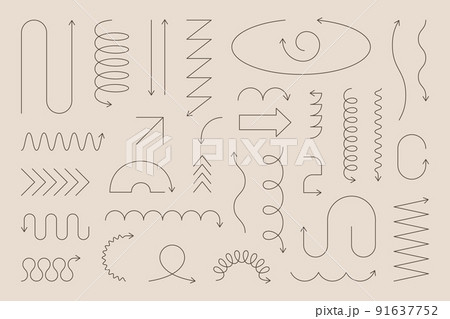 Line Minimalist Geometric Arrow Set. Vector Collection Abstract Thin Lines Different Forms 91637752