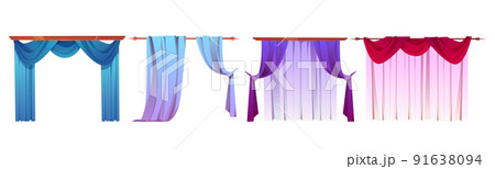 Windows with different style curtains cartoon Windows with different style curtains cartoon 91638094