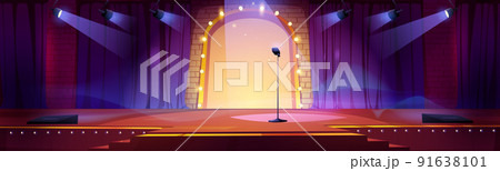 Stage for a show or entertainment with microphone 91638101