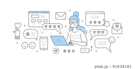 Customer review and rating vector doodle concept 91638181