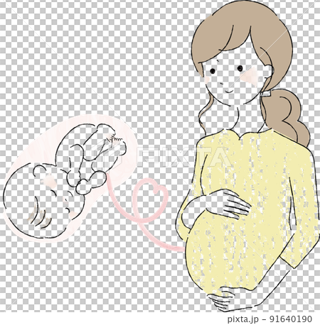 妊婦さんと赤ちゃん 91640190