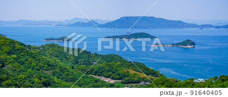 瀬戸内海を一望するあじ竜王山公園から源平合戦所縁の島々 91640405