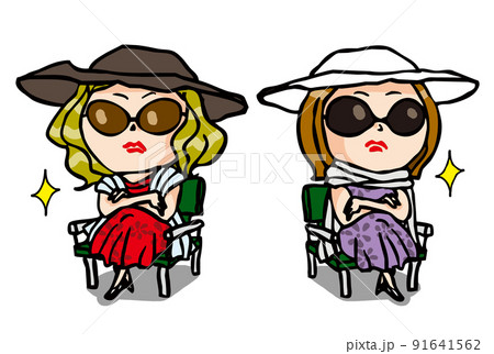 撮影中のベテラン女優二人 91641562