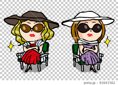 撮影中のベテラン女優二人 91641562