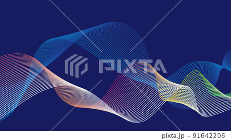 カラフルなグラデーションと青の曲線の抽象的な背景イラスト カラフルなグラデーションと青の曲線の抽象的な背景イラスト 91642206