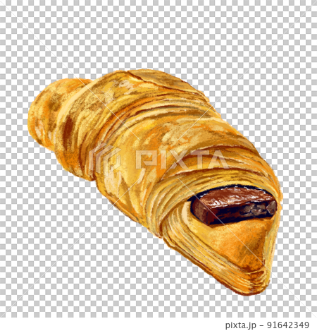 チョコが入ったクロワッサンイラスト 91642349